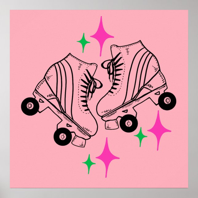 Roller Skates Derby Skating Pink Poster (Front)