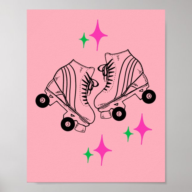 Roller Skates Derby Skating Pink Poster (Front)
