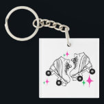 Roller Skates Derby Skating Roller Babe     Key Ring<br><div class="desc">Minimalist Roller Skates Drawing. Two quads roller skate illustration. Simple aesthetic roller skating,  roller skates modern illustration. Gift for a roller skater. Roller skates,  quads skates pink aesthetic. Roller skates,  roller skating goodie bag gifts.</div>