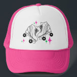 Roller Skates Derby Skating Roller Babe  Trucker Hat<br><div class="desc">Minimalist White Roller Skates Drawing. Two quads roller skate illustration in white. Simple aesthetic roller skating,  roller skates modern illustration. White and pink roller skates illustration design,  gift for a roller skater. Roller skates,  quads skates pink aesthetic. Roller skates,  roller skating goodie bag gifts.</div>