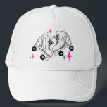 Roller Skates Derby Skating Roller Babe   Trucker Hat<br><div class="desc">Minimalist Roller Skates Drawing. Two quads roller skate illustration. Simple aesthetic roller skating,  roller skates modern illustration. Gift for a roller skater. Roller skates,  quads skates pink aesthetic. Roller skates,  roller skating goodie bag gifts.</div>