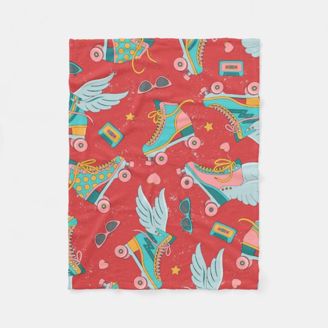 Roller skates in bright colours with and without w fleece blanket (Front)