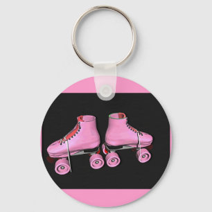 Roller skates pink key ring