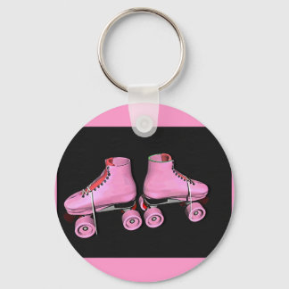 Roller skates pink key ring