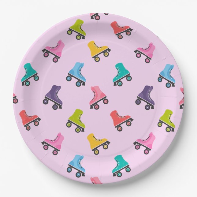 Roller Skates, Skating Design Paper Plate (Front)