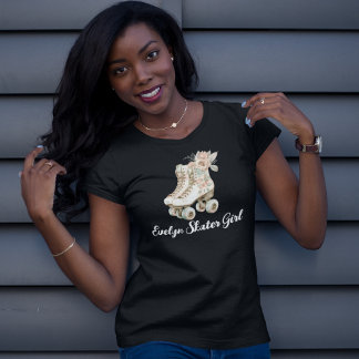 Roller Skates Vintage Floral Long Sleeve Retro T-S T-Shirt