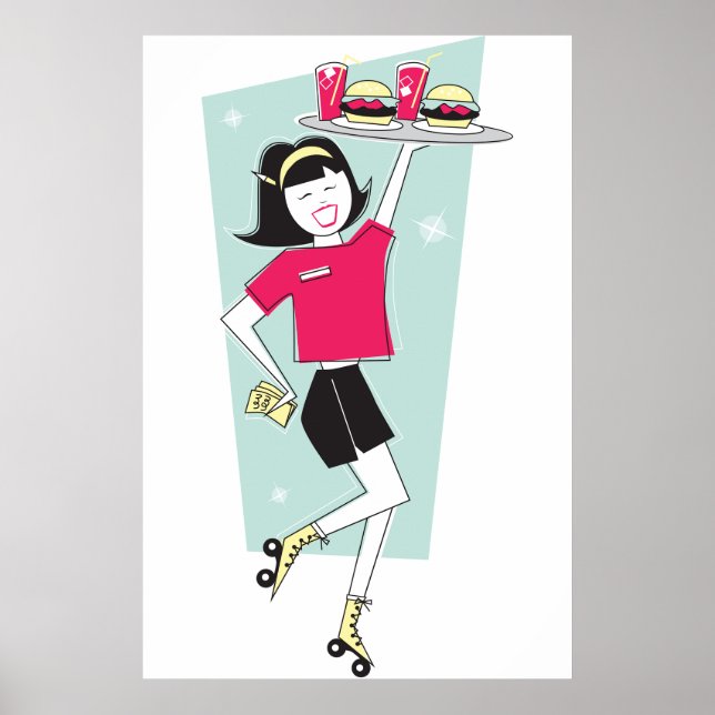 Roller Skates Waitress Poster (Front)