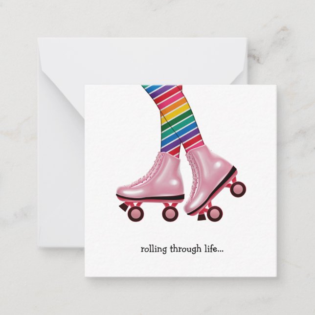 Roller skates with rainbow socks card (Front)