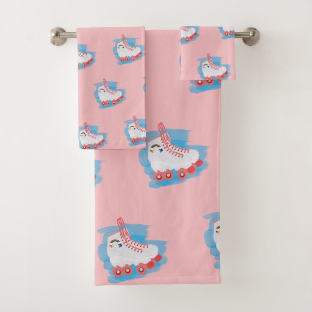Roller Skates with Watercolor Splash Bath Towel Set (Insitu)