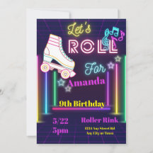 Roller Skating Birthday Invitation, Skate Party