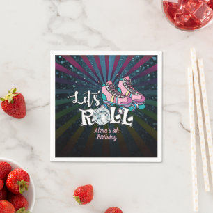 Roller Skating Birthday Napkin - Custom