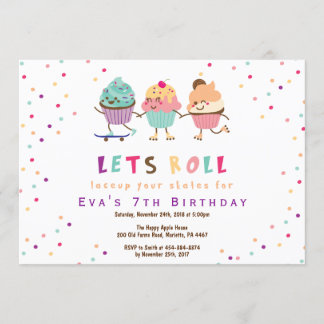 Roller skating birthday party invitation