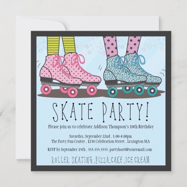 Roller Skating Birthday Party Invitation (Front)
