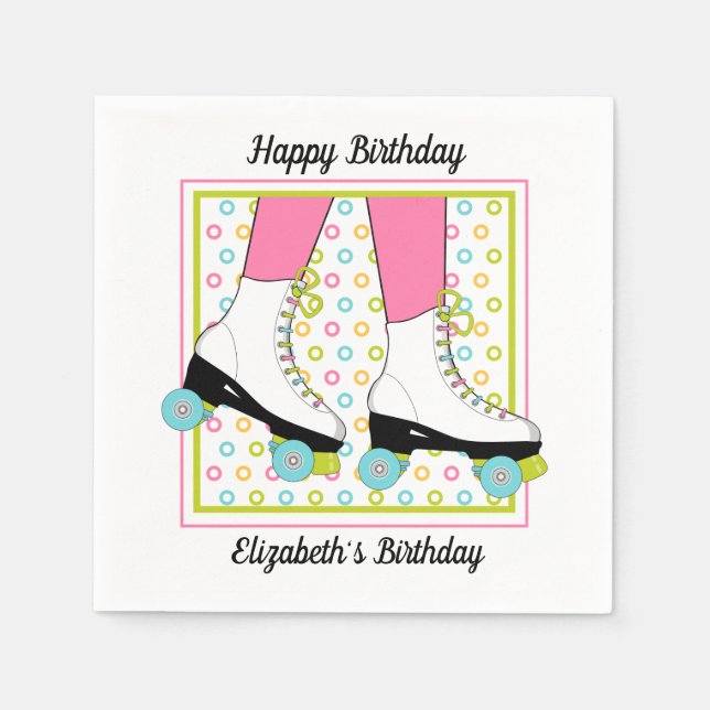 Roller Skating Birthday Party Napkin (Front)