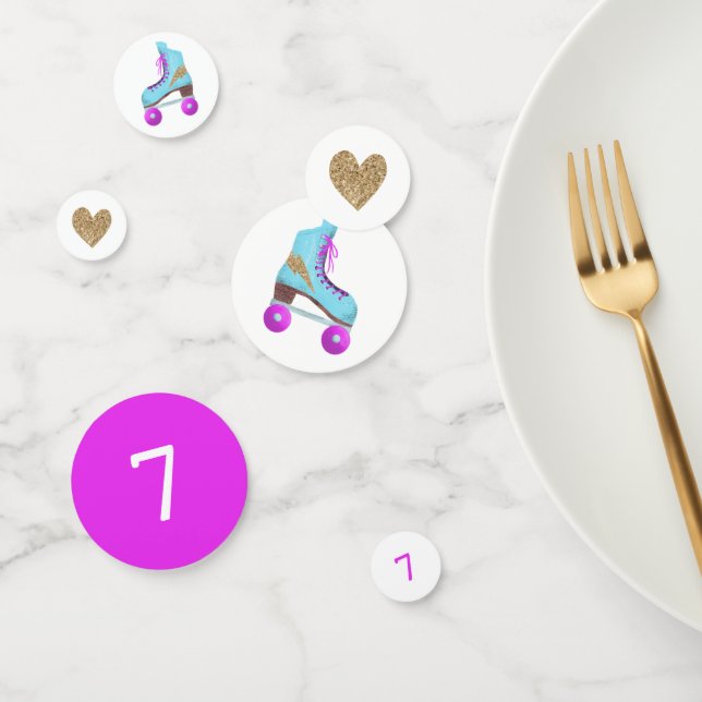 Roller Skating Birthday Party Pink and Gold Confetti (Group)