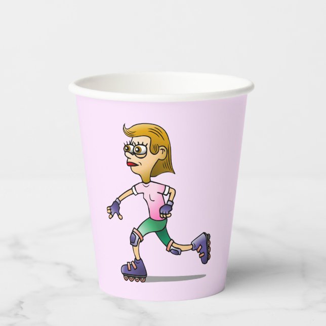 Roller Skating Birthday Party Pink Paper Cups (Front)