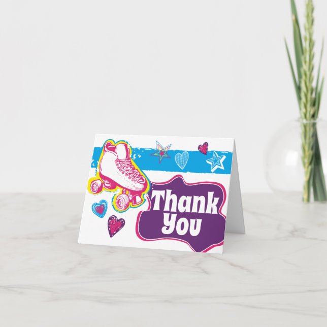 Roller Skating Birthday Party Thank You Notes (Front)