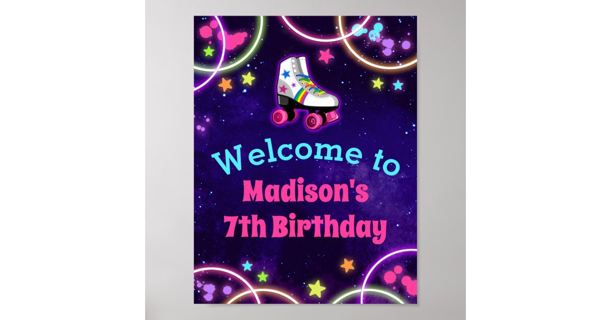 Roller Skating Birthday Party Welcome Sign | Zazzle