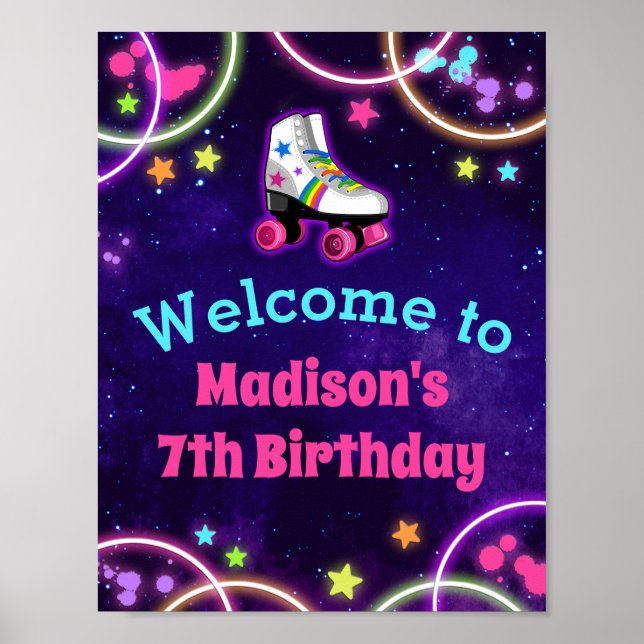 Roller Skating Birthday Party Welcome Sign (Front)