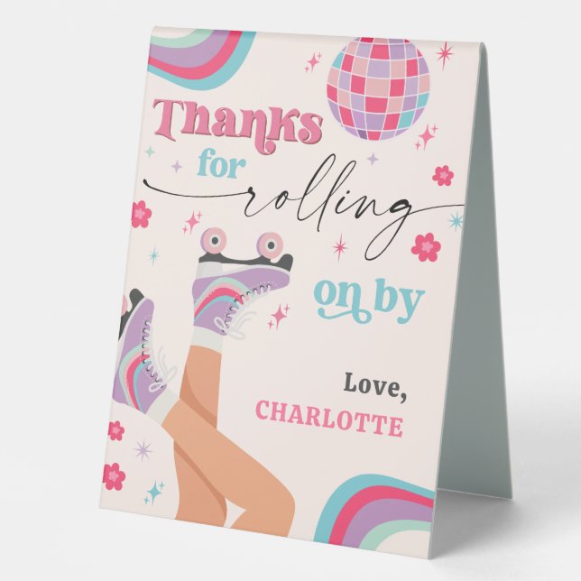 Roller Skating Birthday Retro Rainbow  (Front)