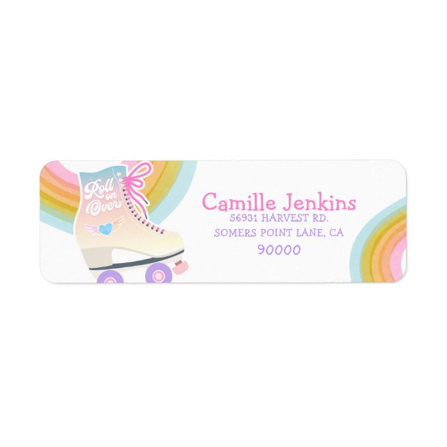Roller Skating Birthday Return Address Label (Front)