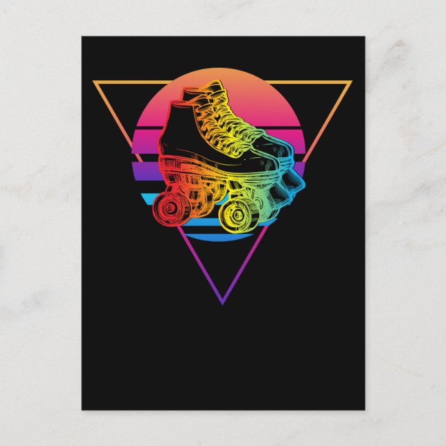 Roller Skating Disco Vaporwave Sunset Colourful Postcard (Front)