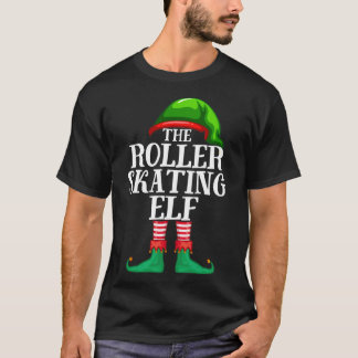 Roller Skating Elf Matching Christmas Pajama T-Shirt