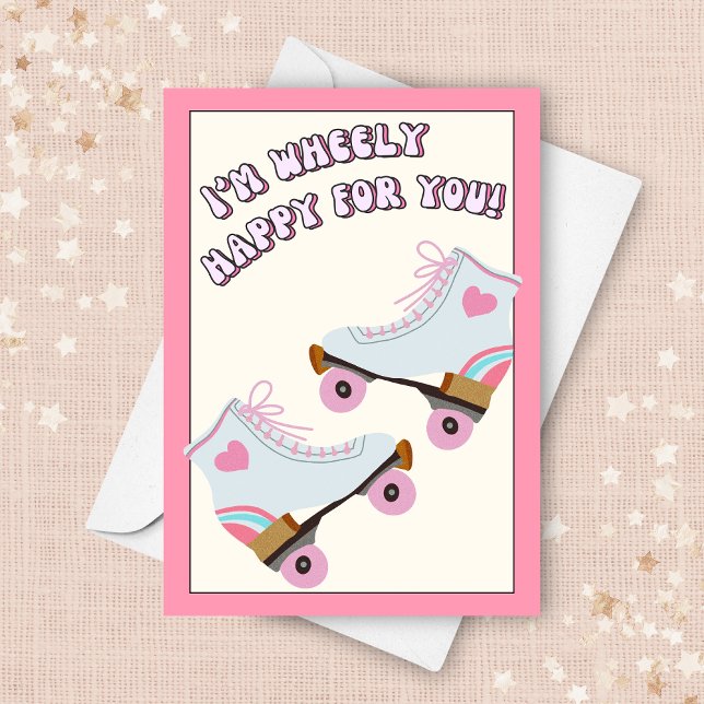Roller Skating Funny Pun Wedding Congratulations Card (Creator Uploaded)