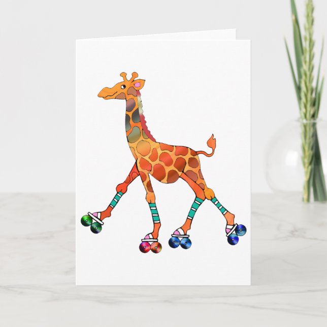 Roller Skating Giraffe Card (Front)