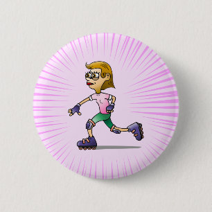 Roller Skating Girl 6 Cm Round Badge