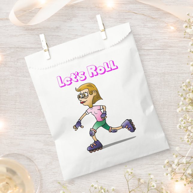 Roller Skating Girl Favour Bag (Clipped)