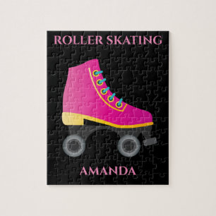 Roller skating girl puzzle with child's name.
