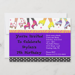 Roller Skating Invitation Happy Birthday Party