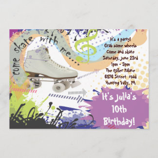 Roller Skating Invitation Happy Birthday Party