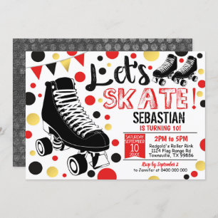 Roller Skating Invitation Rollerskating Party Red