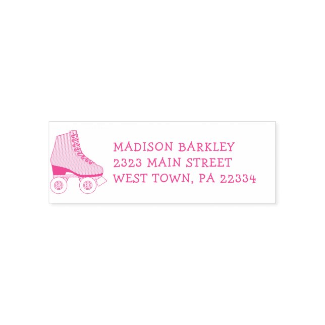 Roller Skating Kid Cute Skate Return Address Stamp (Design)