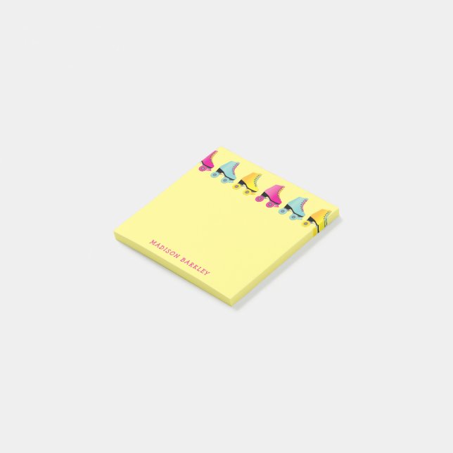 Roller Skating Kid's Cute Retro Skate Post-it Notes (Angled)