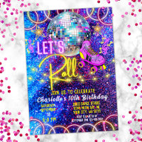 Roller Skating Let's Roll Disco Neon Pink Glow