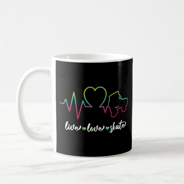 Roller Skating Live Love Skate Heartbeat Heart Tie Coffee Mug (Left)