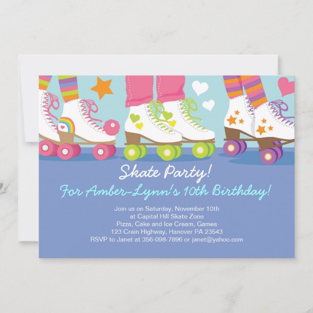 Roller Skating Party Birthday Invitations (Front)