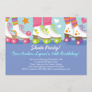 Roller Skating Party Birthday Invitations