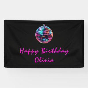Roller Skating Party Girls Neon Glow Birthday Banner