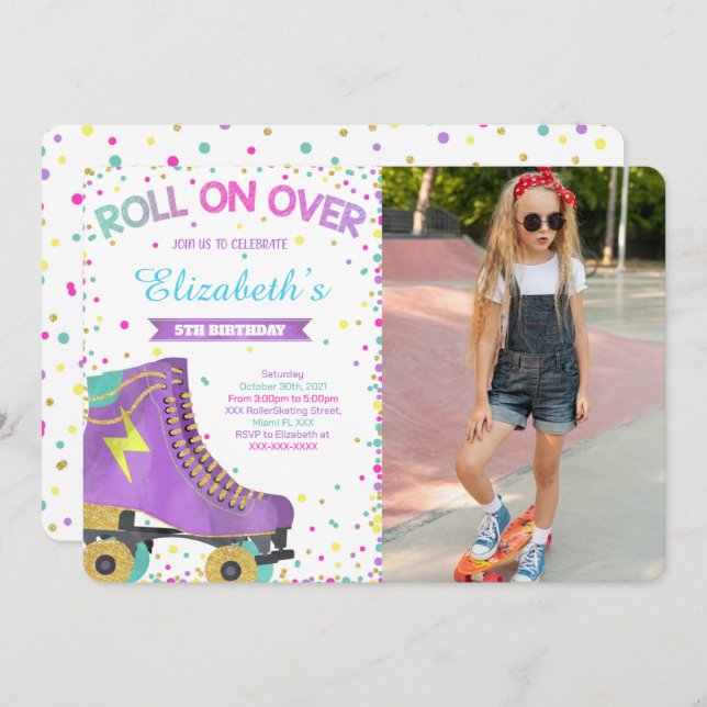 Roller Skating Photo Invitation  (Front/Back)