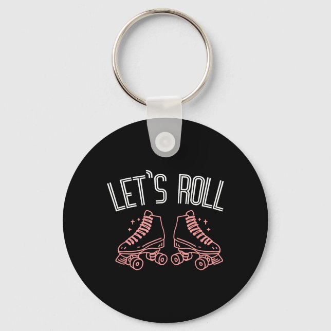 Roller Skating Reto Roller Skate Roller Skater Key Ring (Front)