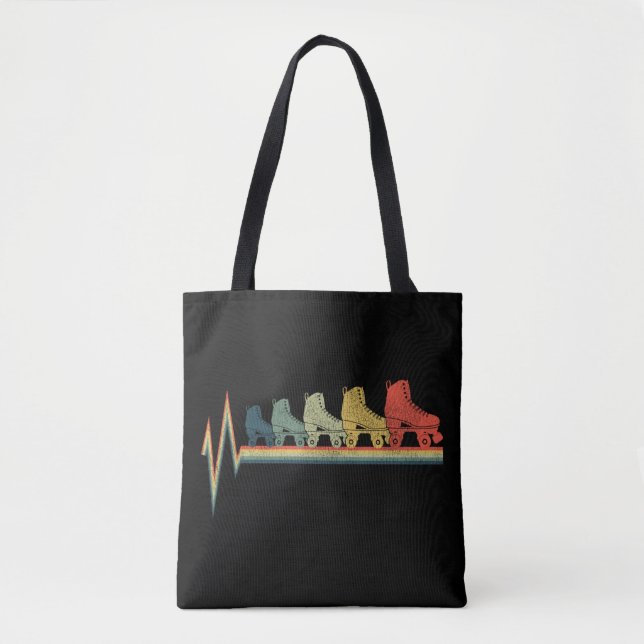 Roller Skating Roller Skate Heartbeat Water Colour Tote Bag (Front)