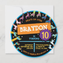 Roller Skating SKATE Birthday Party Invitation