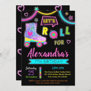 Roller Skating  Skate Birthday Party Invitations