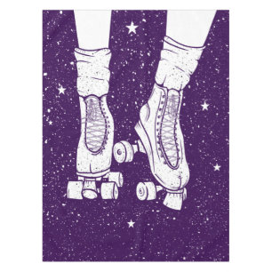 Roller skating space universe scene. tablecloth
