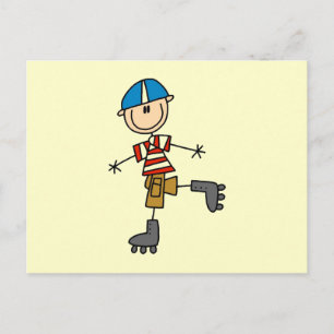Roller Skating Stick Figure Postcard