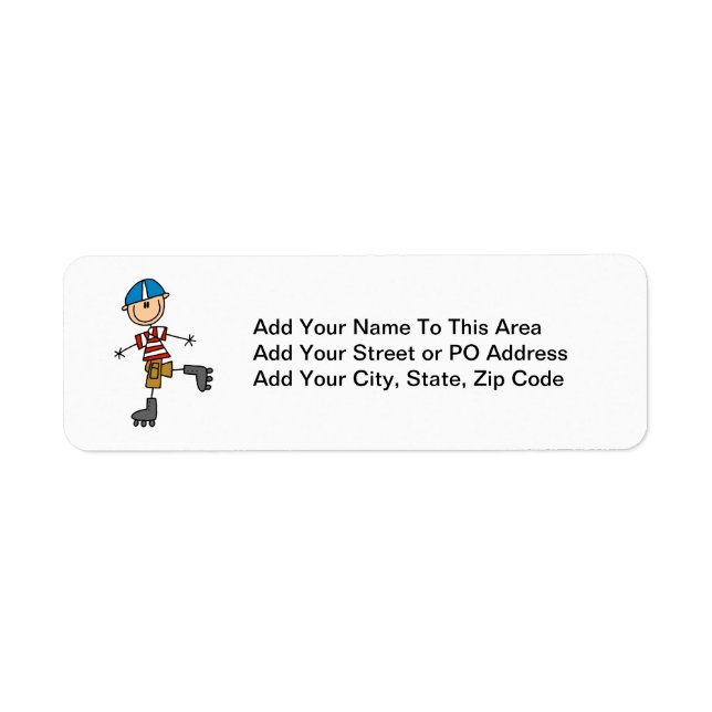 Roller Skating Stick Figure Return Address Label (Front)